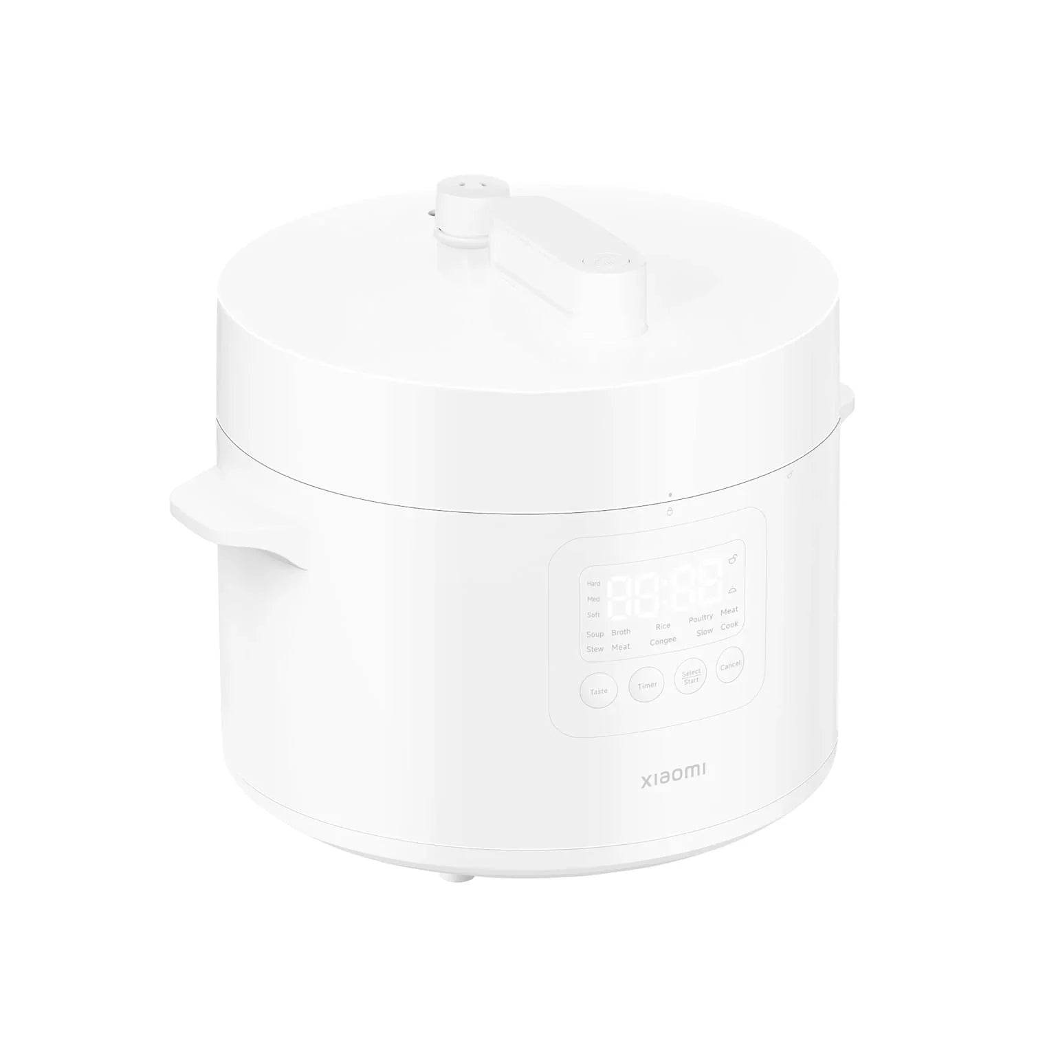 White Xiaomi electric pressure cooker with digital display and multiple cooking functions
