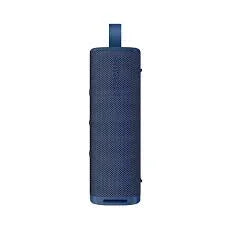 Blue portable Bluetooth speaker with mesh design and top handle for outdoor use