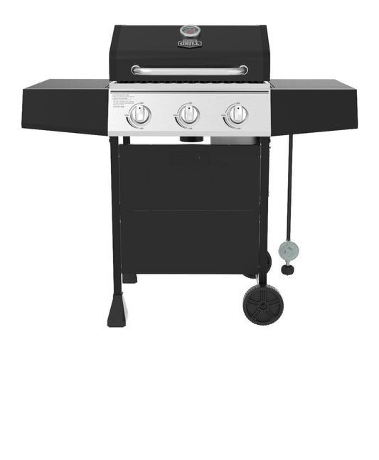 Expert Grill 3-Burner Propane Gas Grill with Side Table and Wheels