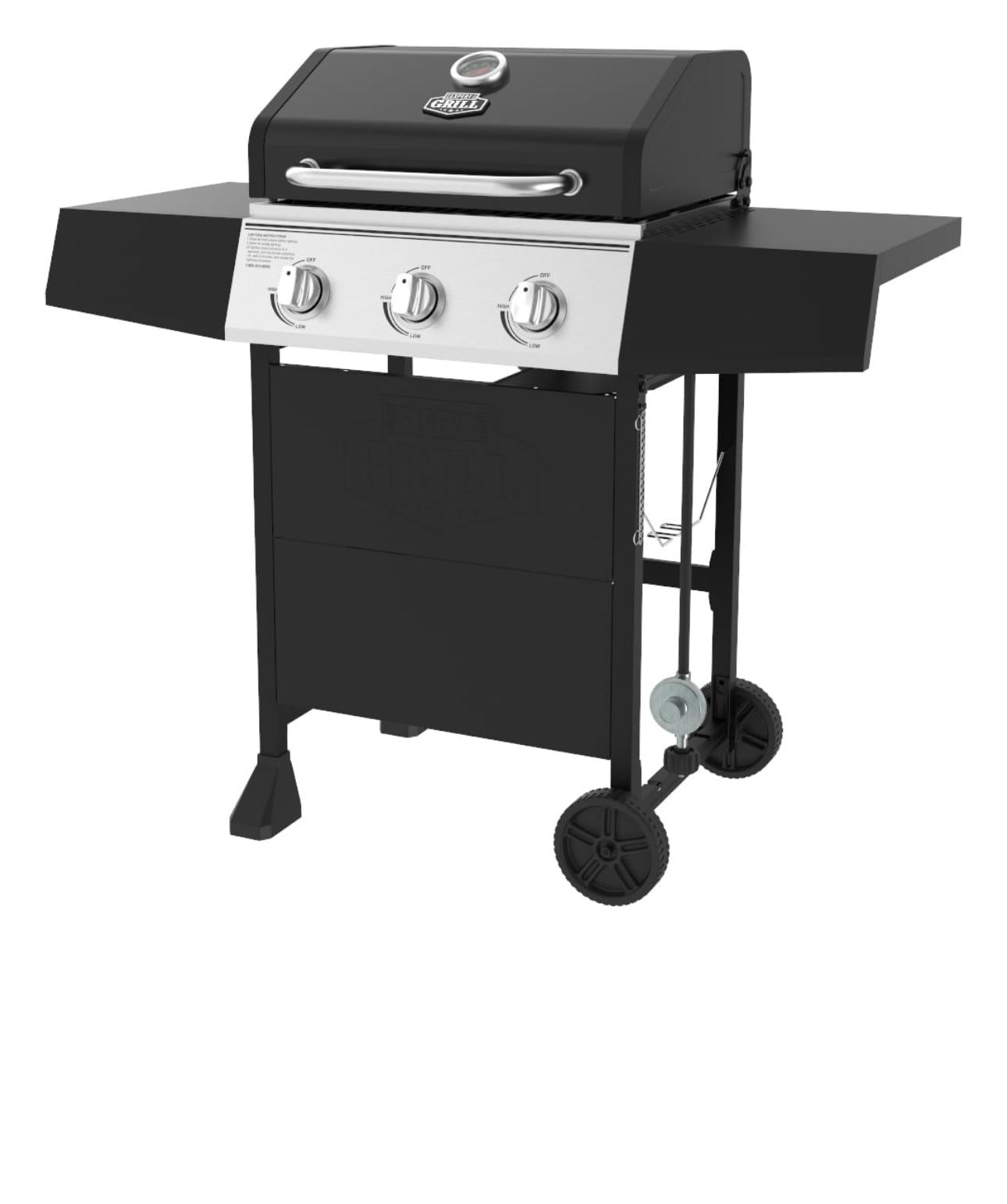 Expert Grill 3-Burner Propane Gas Grill with Side Table and Wheels