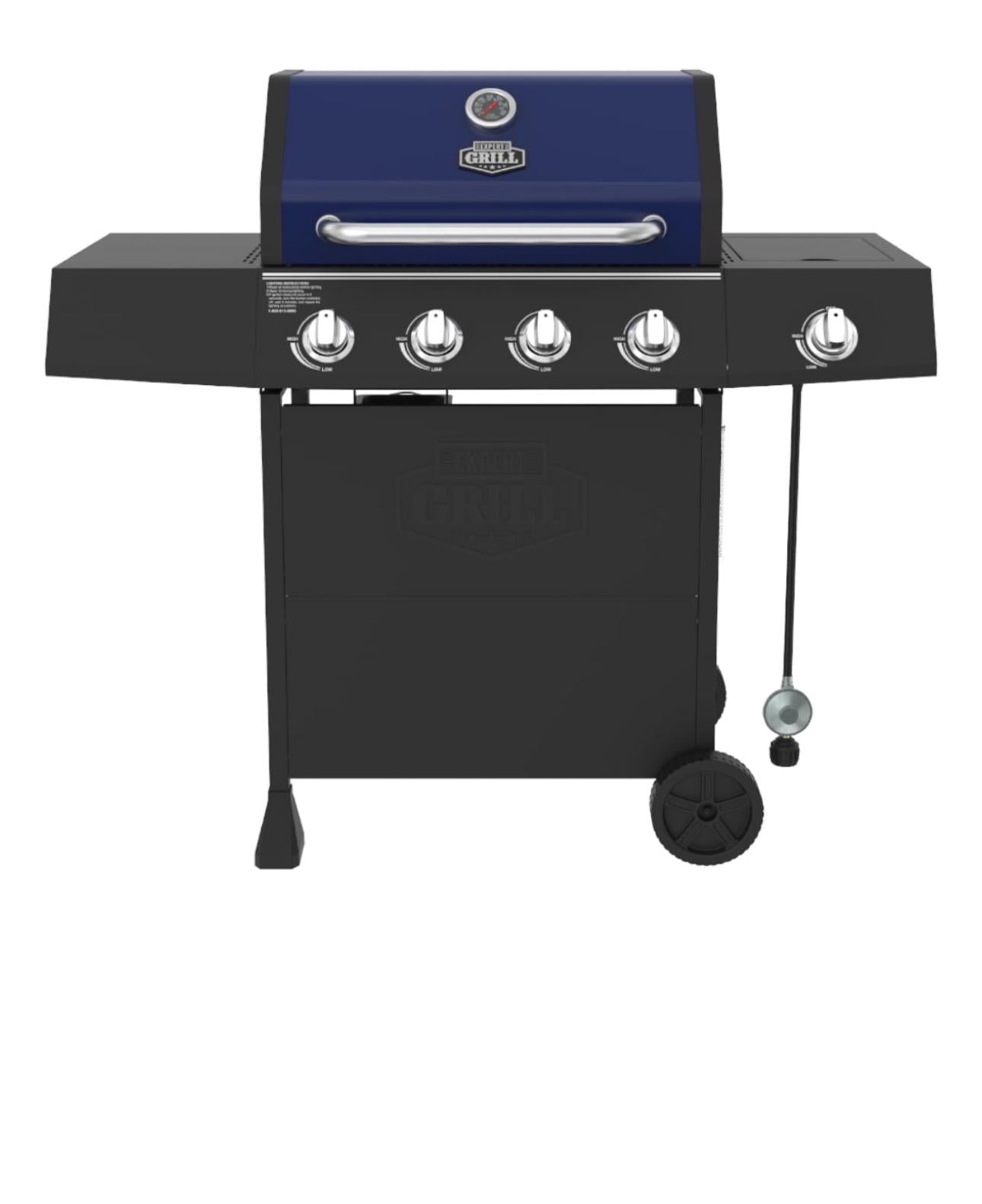 Expert Grill 4-Burner Propane Gas Grill with Side Burner and Side Table (Blue)