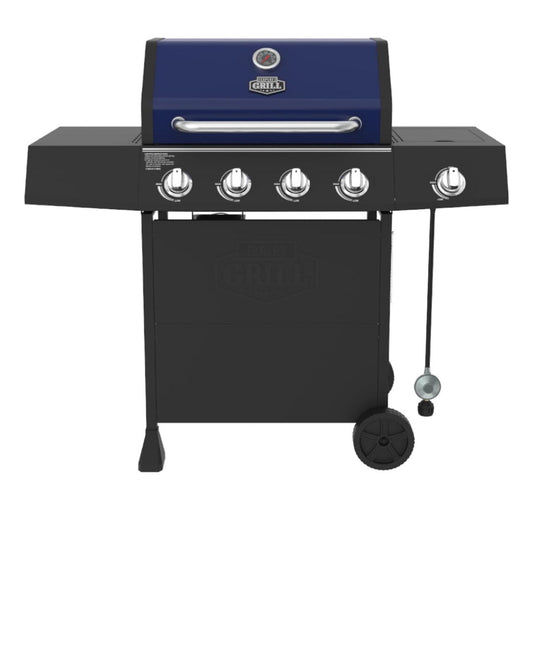 Expert Grill 4-Burner Propane Gas Grill with Side Burner and Side Table (Blue)