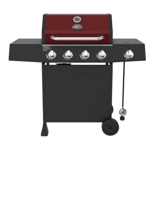 Expert Grill 4-Burner Propane Gas Grill with Side Burner and Side Table (Red)
