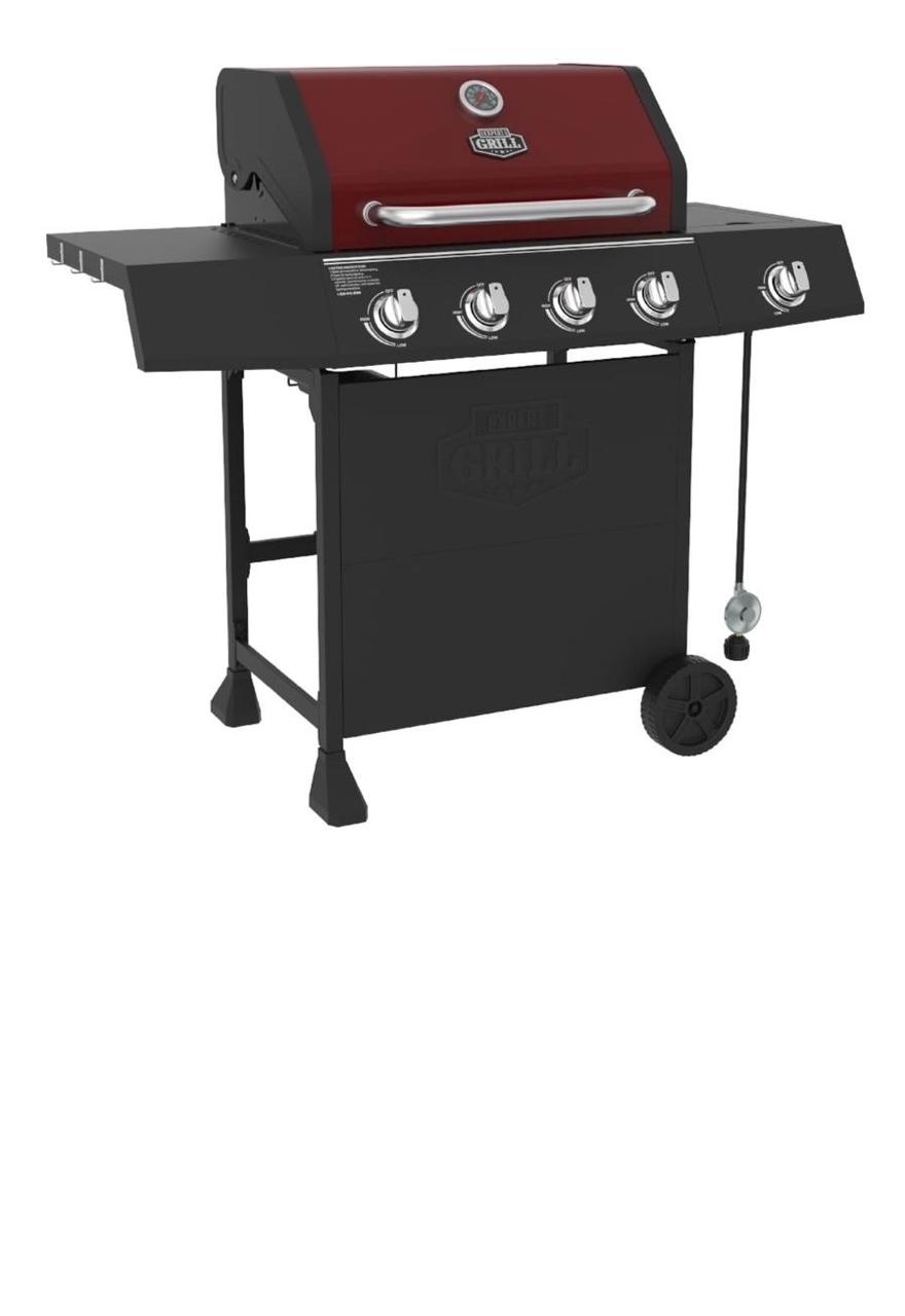 Expert Grill 4-Burner Propane Gas Grill with Side Burner and Side Table (Red)