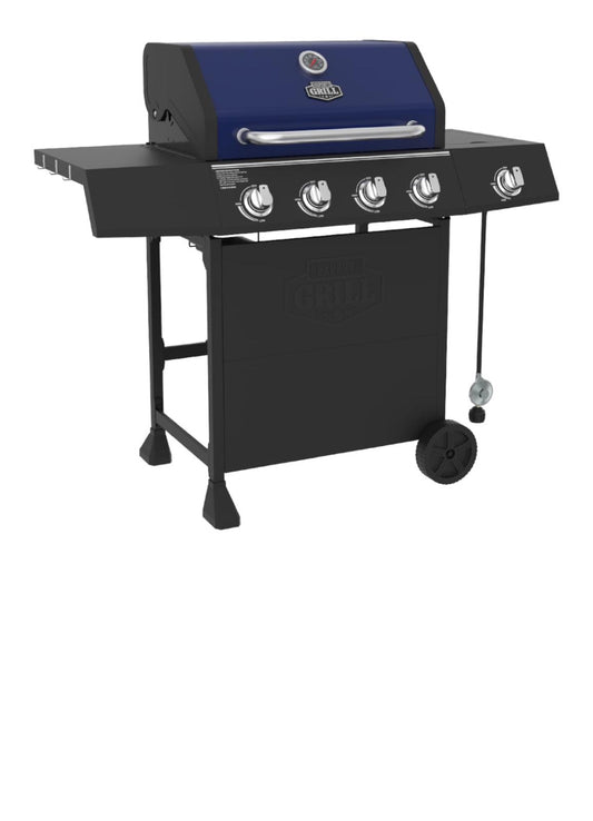 Expert Grill 4-Burner Propane Gas Grill with Side Burner and Side Table (Blue)