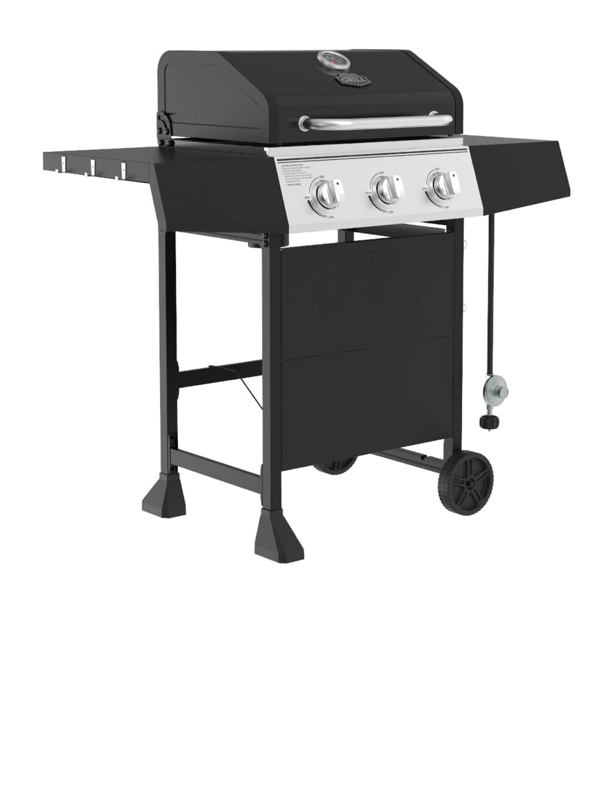 Expert Grill 3-Burner Propane Gas Grill with Side Table and Wheels